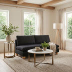 Zuo Minze Loveseat Black, Black Sofa, Modern Style, Textured Weave, Seats up to 2, Solid Rubberwood, Indoor Living, 61" W x 34.6" D x 33.1" H, Non-Stackable