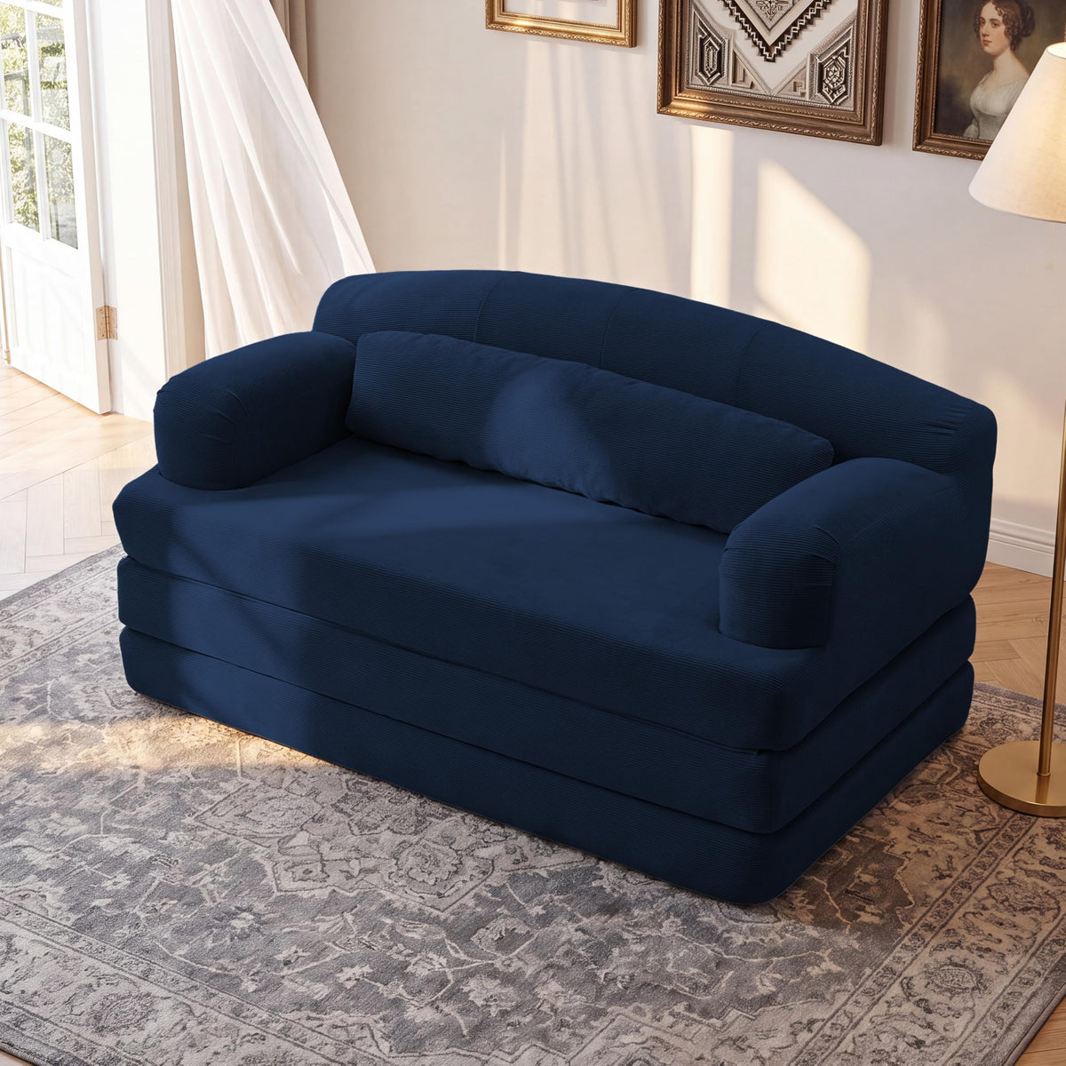 U-Shaped Sofa, Dual Chaise Sectional, 104 Inch, Camel