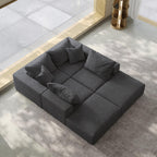 Tidyard Oversized Sponge Cloud L-Shaped Sectional Sofa Set with 6 Pillows, Modern Chenille Upholstered Modular Couch for Living Room or Bedroom, No Assembly Required, Free Combination Design, 16?