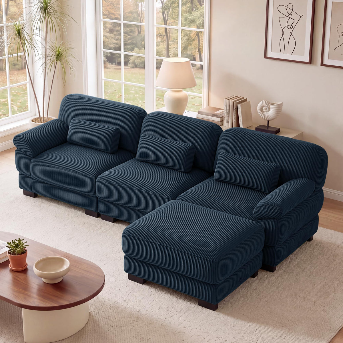 132'' Modular Sectional Sofa, 6-seat U-Shaped Cloud Couch for Living Room