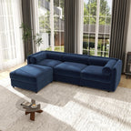 109'' Modular Sectional Sofa, Oversized 4 Seat L Shaped Couch with Storage Ottoman, Extra Deep Seat, Modern Comfy Convertible Chenille Sofa with Chaise, Lounge Couches for Living Room, Camel