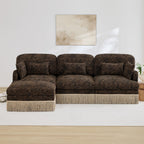 100" L Shaped Sectional Sofa with Ottoman, Chenille Leopard Print Couch