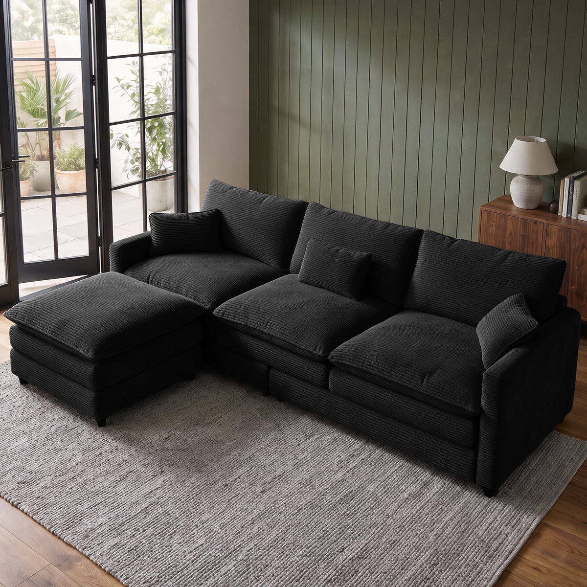 111" Modular Sectional Sofa, Deep Seat Cloud Couch Sectional with Ottoman