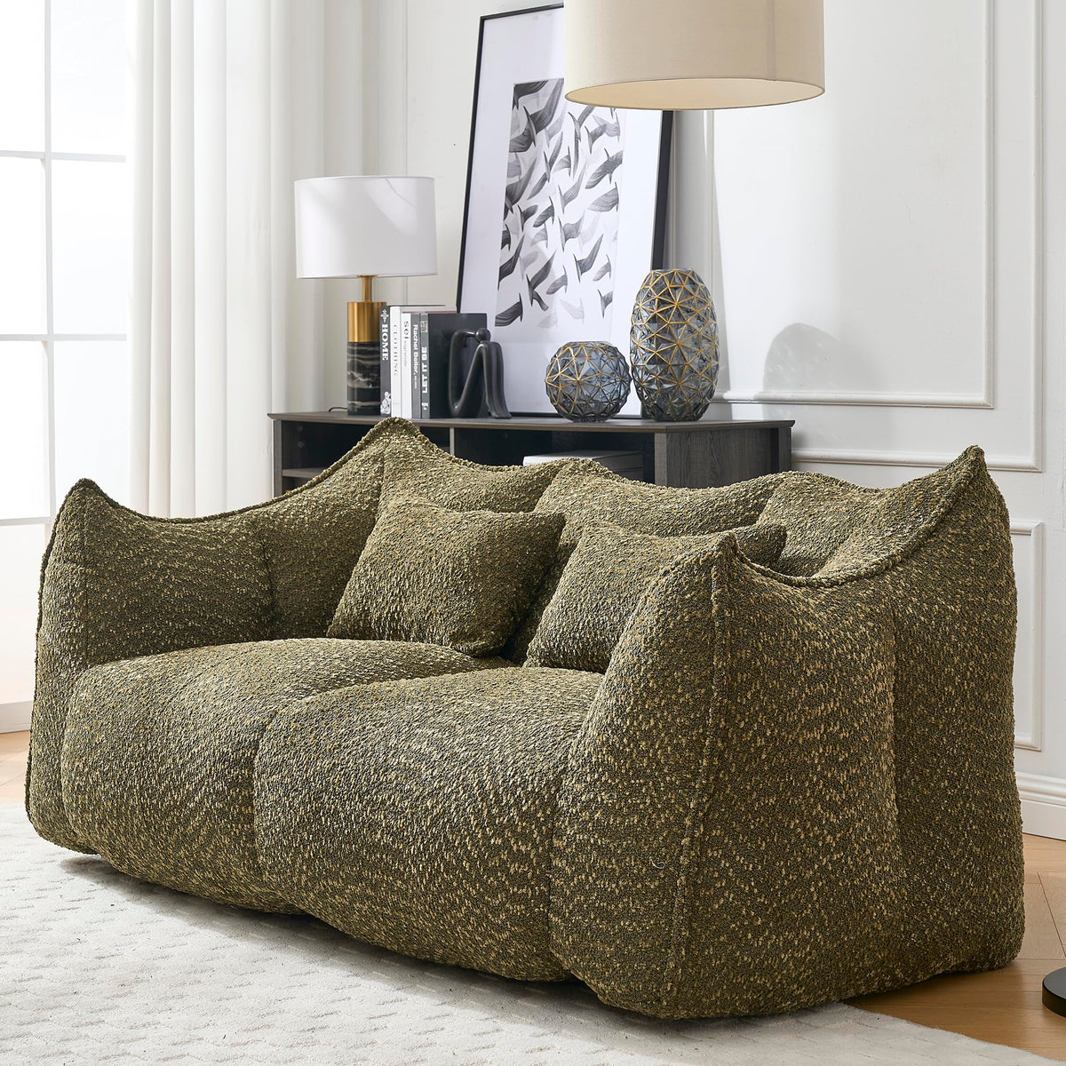 Tidyard Soft Bean Bag Chair for Adults, Large Square Recliner Sofa with High Resilience Foam, Comfortable Lounge Chair for Living Room, Bedroom, Gaming, Reading, TV Watching