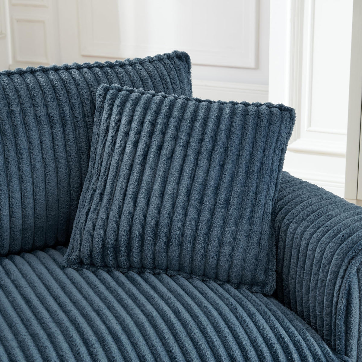 Tidyard Lazy Sofa Chair, Blue Single-Person Recliner with Armrests, Tufted Corduroy Upholstery, Soft Cushion & Ergonomic Back Support for Living Room or Bedroom