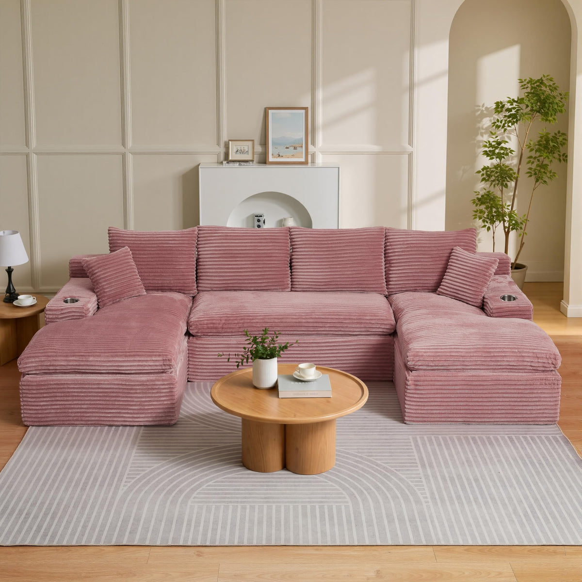 120" U Shaped Sectional Couches, Modular Sofas with Chaise