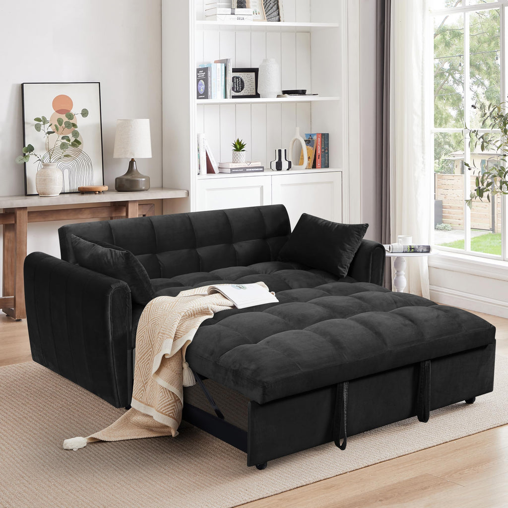 100" Modular Sectional Sleeper Sofa with Pull Out Bed/Side Table/USB Charging/Storage Chaise, Comfy Convertible Cloud Couch, U Shaped 7 Seat Corduroy Sofa with Cup Holders,Green
