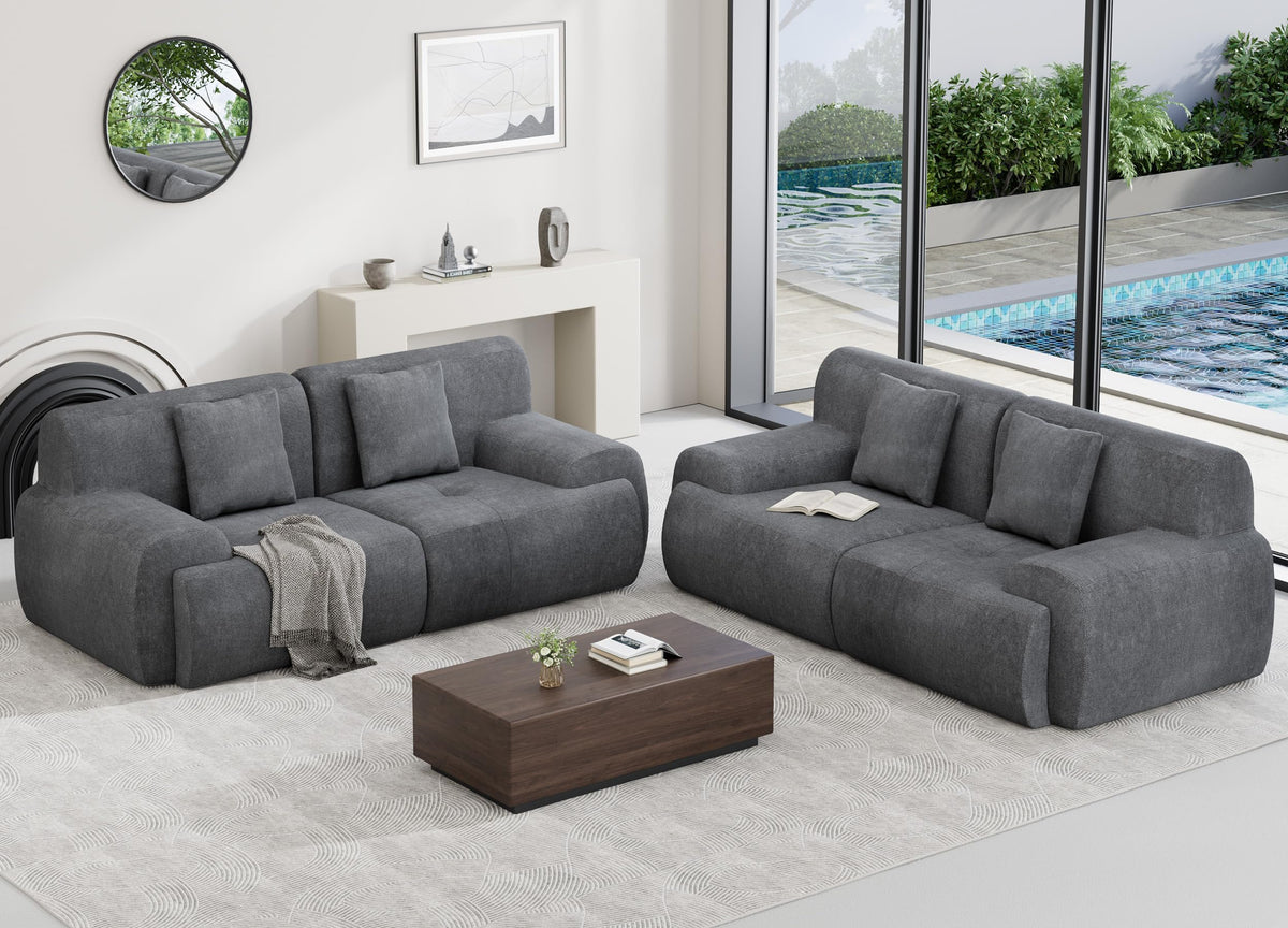 U Shaped Sectional Couch, Modular Cloud Couch Sofa, Boneless Sectional Sofa with Corduroy Fabric, Large Couches for Living Room,Green