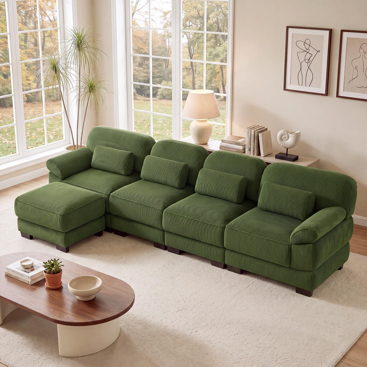 132'' Modular Sectional Sofa, 6-seat U-Shaped Cloud Couch for Living Room