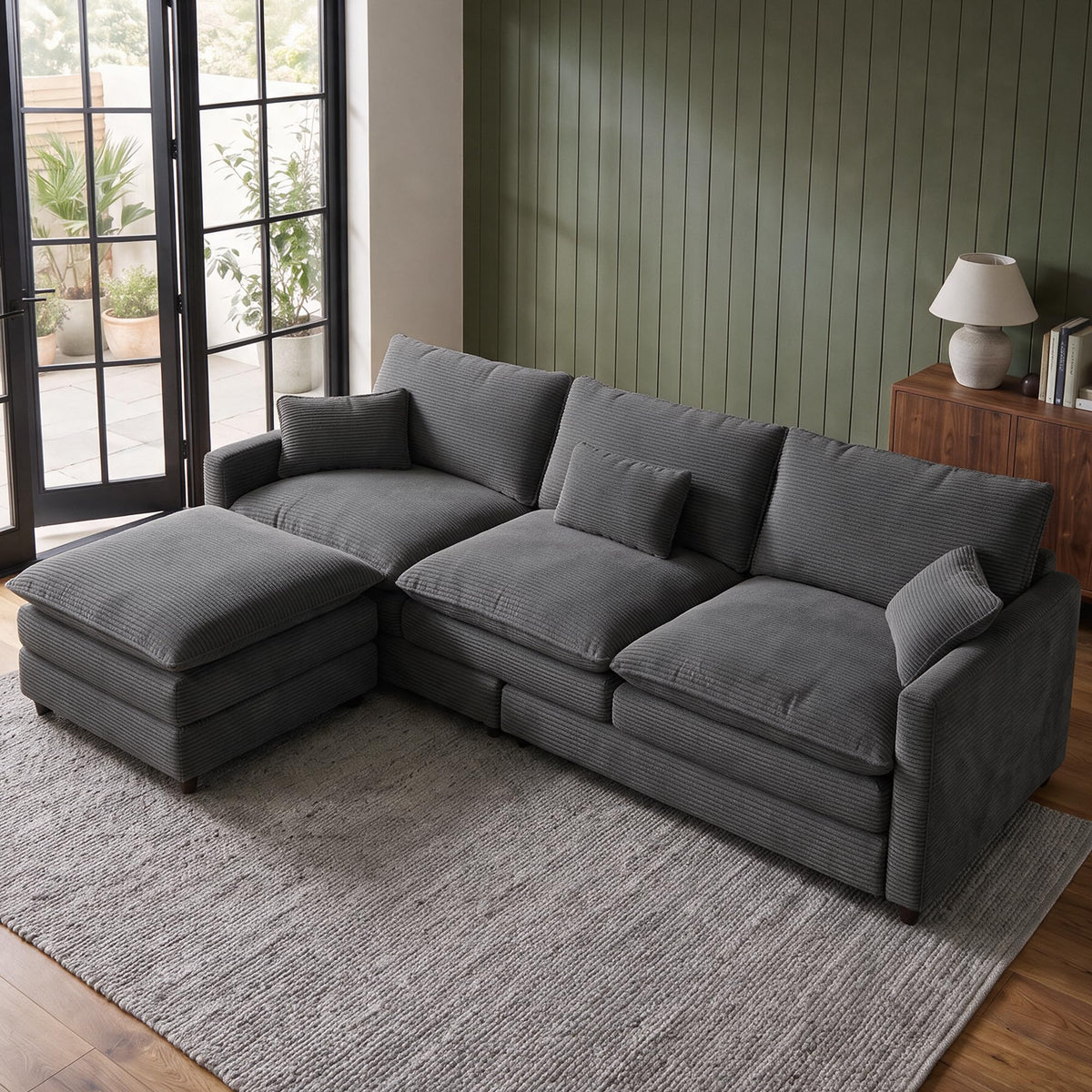 111" Modular Sectional Sofa, Deep Seat Cloud Couch Sectional with Ottoman