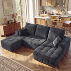 110" U Shaped Boneless Couches for Living Room, Cloud Couch with Ottoman