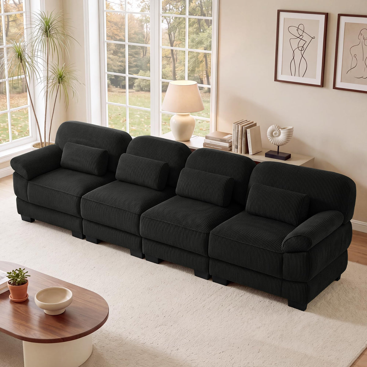 132'' Modular Sectional Sofa, 6-seat U-Shaped Cloud Couch for Living Room