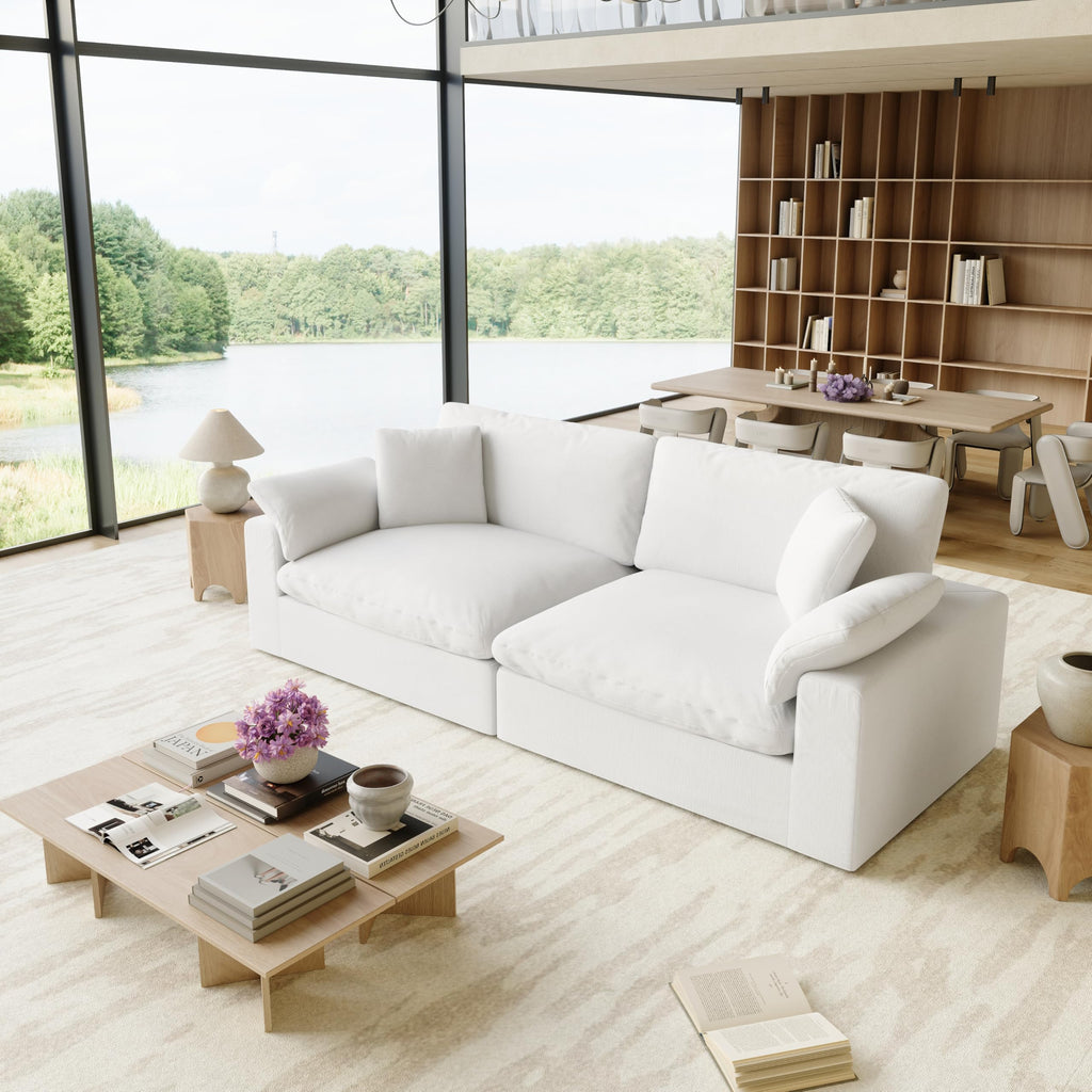 110.8" Oversized Cloud Modular Sectional Sofa, L Shaped Couch,White