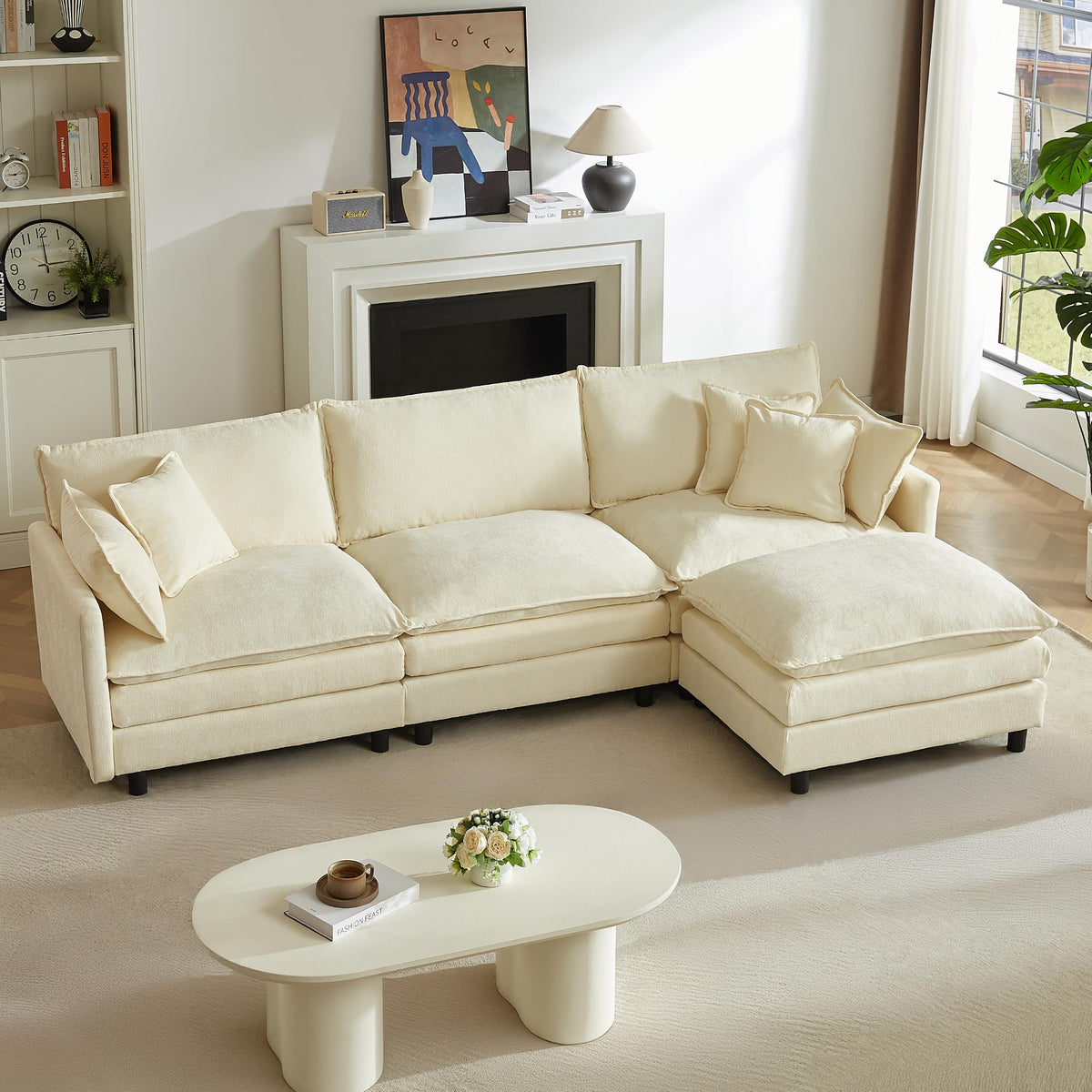 Velvet Chesterfield Sofa Set, 3-Seater and Loveseat