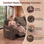 108" L Shaped Sleeper Sofa Bed,3 in 1 Pull Out Chenille Convertible Sectional Couch With Storage&Reclining Backrest For Living Room With USB|Type-C Port|Foldable Table|Cup Holder|Side Pocket,Khaki