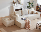 105.7" Cloud Sectional Couch with U Shaped Chaise,Modular Sofa with Deep Seat, Upholstered Couches for Living Room Bedroom,No Assembly Required,(Plush Fabric),Beige JB748