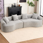 WILLIAMSPACE 132" Oversize Curved Sofa Couch for Living Room, Modern Luxury 2 Pieces Upholstered Cloud Sofa Curved Couch with Half Moon Design, Velvet 6 Seater Sofa for Apartment, No Assembly, Orange