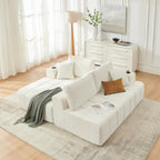 108" Oversized Cloud Boneless Sofa Couch with Chaise, Modern Tufted Chenille L Shaped Modular Sectional Sofa with Deep Seat, Comfy Corner Couch with Cupholders and Storage, No Assembly Required
