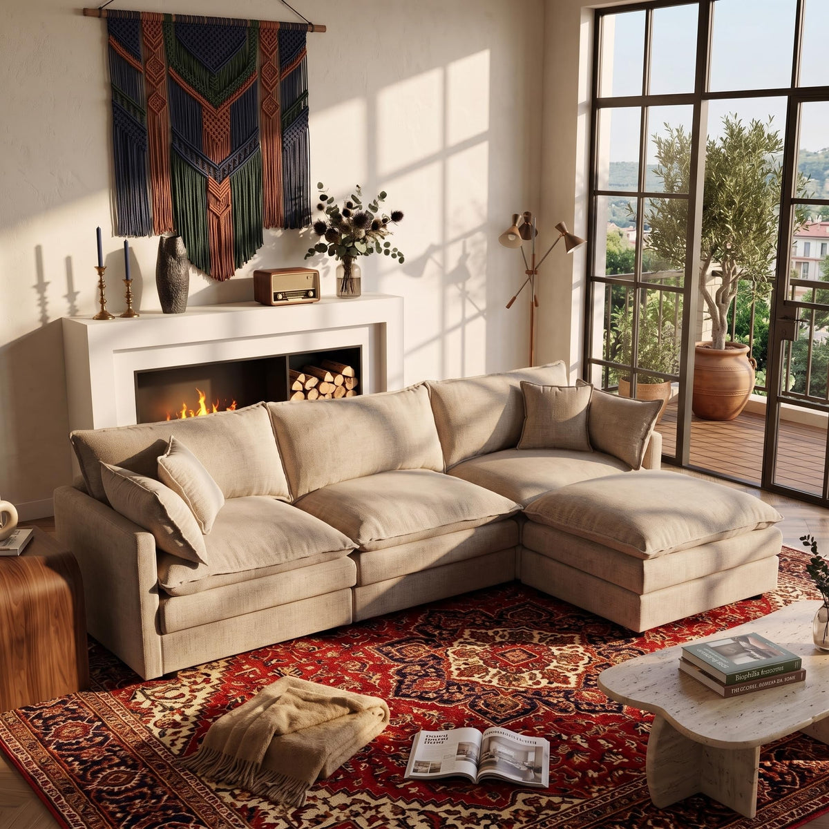 106.3" Chenille Modular Sectional Sofa,Convertible Cloud Couch