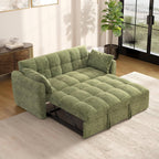 100" Modular Sectional Sleeper Sofa with Pull Out Bed/Side Table/USB Charging/Storage Chaise, Comfy Convertible Cloud Couch, U Shaped 7 Seat Corduroy Sofa with Cup Holders,Green