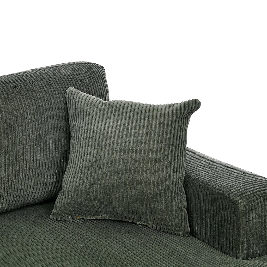 Versatile 3-Piece Corduroy Double-Chaise Sectional for Apartments, Includes Ottoman and Armrests