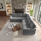118" L-Shaped Sofa Couch with Pull-Out Bed,Oversize Convertible Sleeper Sofa with Nailhead Trim & Rolled Arm,Chenille Upholstered Sectional Couches,Light Grey